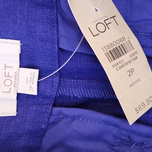 LOFT 100% Linen Women's Julie Trouser Royal Blue, Size 2P - Picture 7 of 10